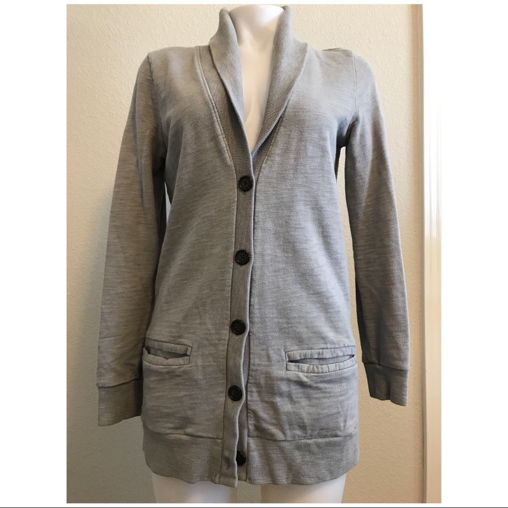 J Crew Rumpled Terry Small Sweater Cardigan Gray